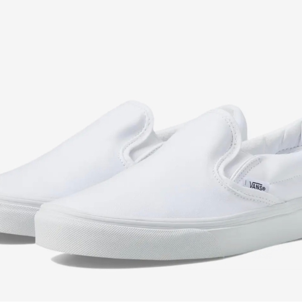 Vans White Classic Slip-On Canvas Loafers for women and Men